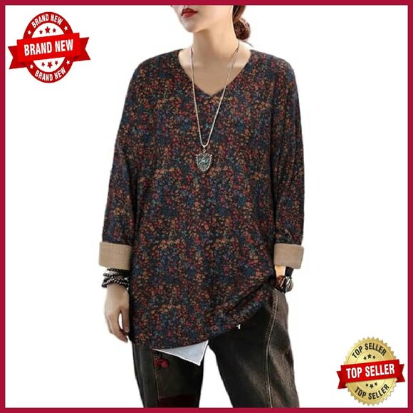 Oversized Knit Pullover Sweater Graphic Print Long Sleeve Winter Top - Picture 3 of 7